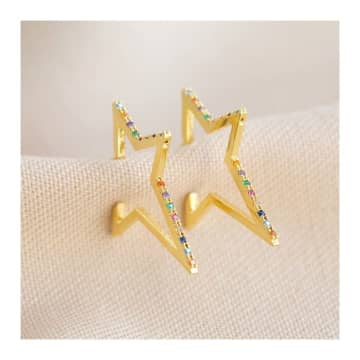 Lisa Angel Star Earrings With Rainbow Stones