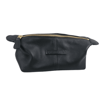 Taylor Kent Black Leather Wash Bag