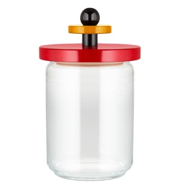 ALESSI 100CL STORAGE JAR WITH RED BEECH WOOD HERMETIC LID