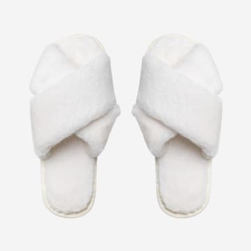 American Dreams Lou Faux Fur Slippers | Cream White In Neutrals