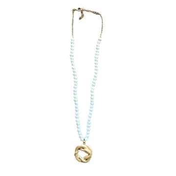 Collardmanson Pearl Necklace W/snake In Gold