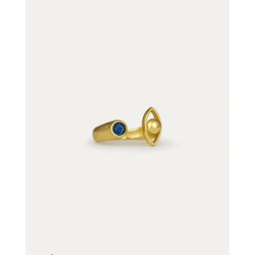 Ottoman Hands Batya Eye Stacking Ring With Blue Crystal