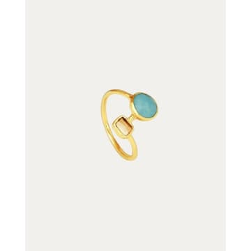 Ottoman Hands Hera Rough Diamond And Turquoise Stacking Ring In Blue