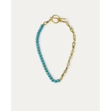 Ottoman Hands Laguna Turquoise And Gold Chain Necklace In Blue