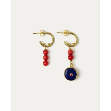 Ottoman Hands Amara Lapis And Coral Bead Drop Earrings In Pink