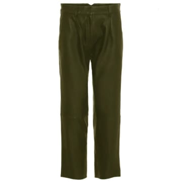 Mdk Iris Leather Trousers Dark Green