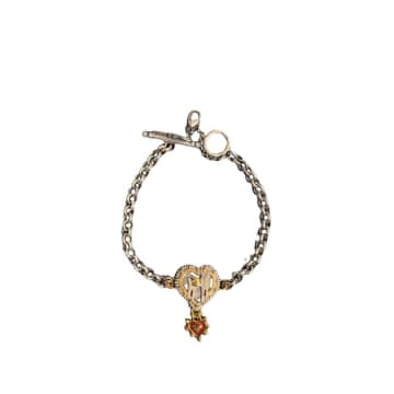 Sophie Harley Midnight Wolf Bracelet With Red Heart Charm
