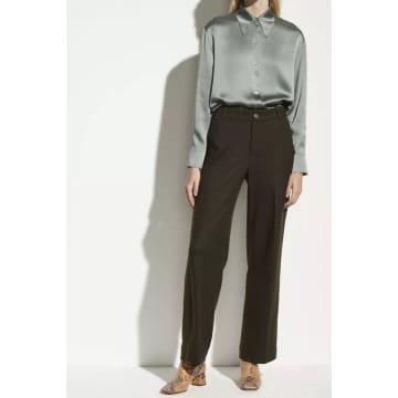 Vince High-rise Wide Leg Trousers In Green