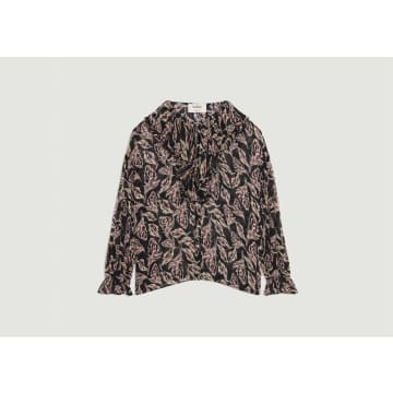 Ba&sh Ruffle-trimmed Printed Crepon Blouse In Black