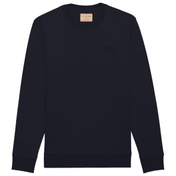 Guess Geron Recycled Fleece Crew Sweat In Blue
