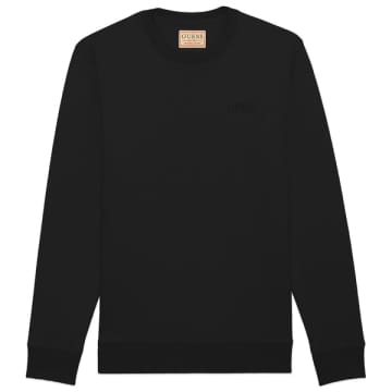 Guess Geron Recycled Fleece Crew Sweat In Black