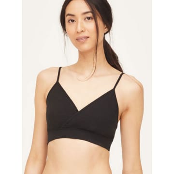 Thought Gots Organic Cotton Jersey Triangle Bralette In Black