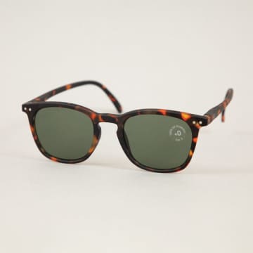 Izipizi #e The Trapeze Square Style Sunglasses With Green Lenses In Tortoise Brown