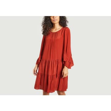 See By Chloé Tiered Ruffled Crepe De Chine Dress In Red