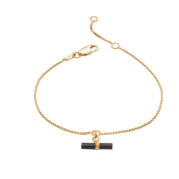 Shop Rachel Jackson Mini Onyx T-bar Gold Bracelet