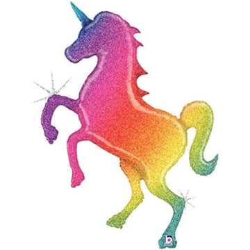 Foil 54" Glitter Rainbow Unicorn Shape Mylar Balloon
