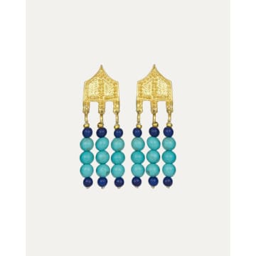 Ottoman Hands Riva Turquoise And Lapis Bead Drop Earrings In Blue