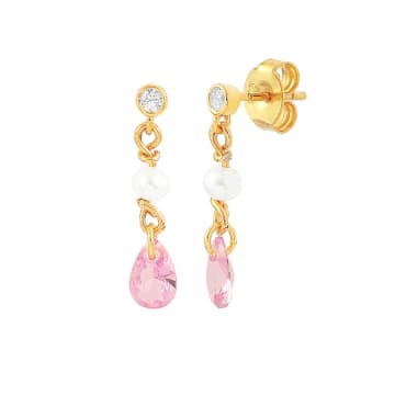 Hultquist Copenhagen Pink Pearl Raindrop Earrings
