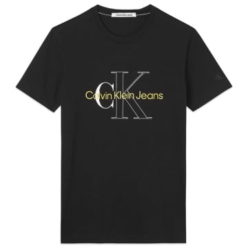 Calvin Klein Two Tone Monogram T-shirt In Black