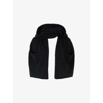Pieces Falina Long Scarf With Hood In Black