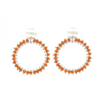 Isles & Stars Double Round Drop Earrings In Orange