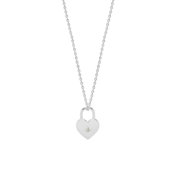 Estella Bartlett Silver Plated Heart Padlock Necklace In Metallic