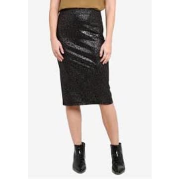 Ichi Kate Shimmer Pencil Skirt In Black