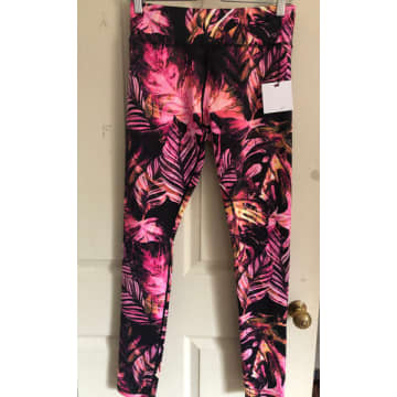 Mintteaboutique Yogaleggs Coral Palm High Waisted Yoga Leggings In Pink