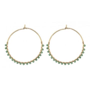 Mintteaboutique Isles & Stars Gold And Silver Hoops With Green, Orange Or Yellow Beads In Metallic