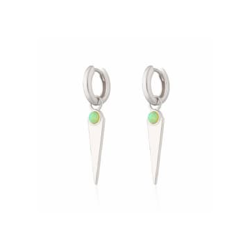 Scream Pretty Green Opal Spike Charm Hoop Earrings