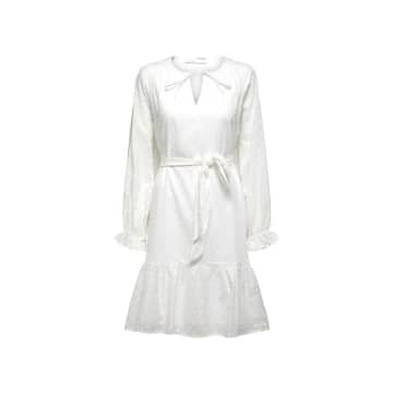 Selected Femme Slfskye Long Sleeve Knee Dress In White