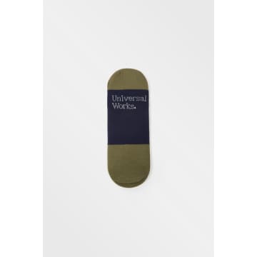 Universal Works No Show Socks Navy/olive In Blue