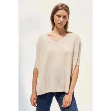Absolut Cashmere Kate Oversize Cashmere V Neck In Beige Chine In Neturals