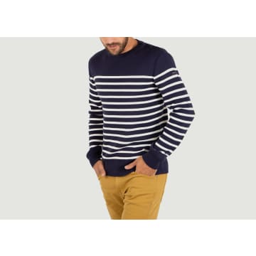 Shop Armor-lux Groix Striped Navy Sweater In Blue