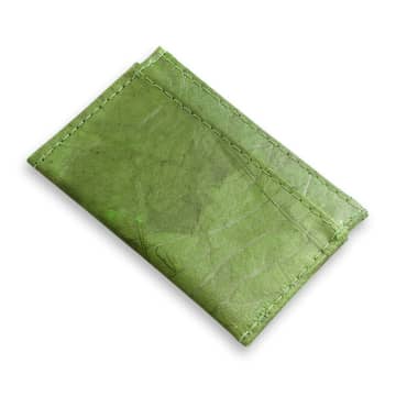 Jungley Leaf Leather Cardholder In Green