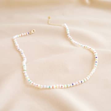 Lisa Angel Miyuki Seed Bead And Freshwater Seed Pearl Necklace In White
