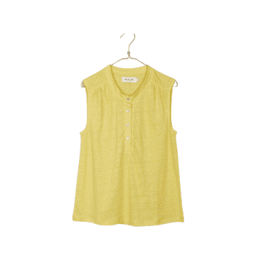 Indi And Cold Yellow Button Front Sleeveless Top