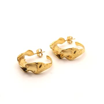 Hannah Bourn Large Fragmented Shell Hoops In Gold