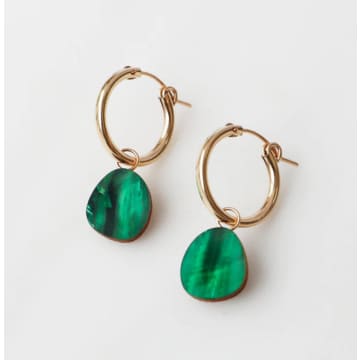 Wolf & Moon Beatrice Hoop Earrings In Emerald