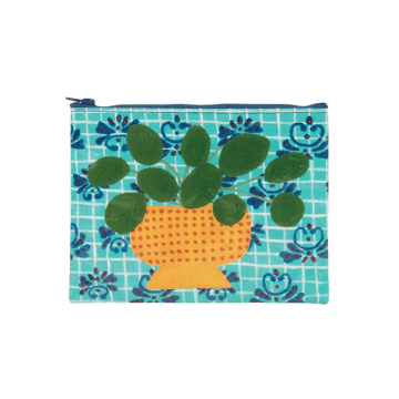 Blue Q Pouch Wash Bag Recycled Plastic Pretty Plant In Blue