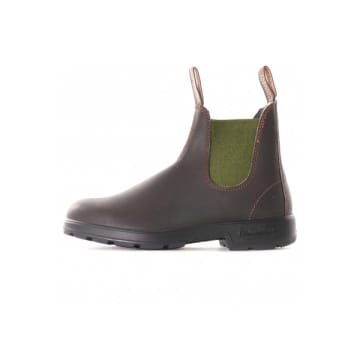 Blundstone 519 Brown Leather With Olive Elastic Boots