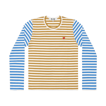 Play Comme Des Garcons Play Comme Des Garçons | Bi-colour Stripe T-shirt | Mustard/blue