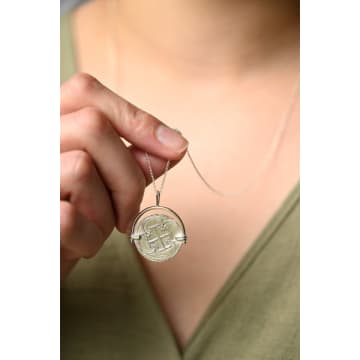 Wild Fawn Silver Tesoro Coin Medallion Necklace In Metallic