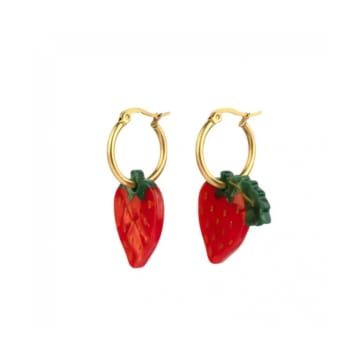 Coucou Suzette Strawberry Earrings In Gold