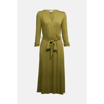 Esprit Midi Wrap Dress In Olive In Green