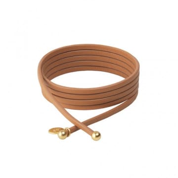 Sence Connection Bracelet In Cognac Leather With Gold Plated Brass