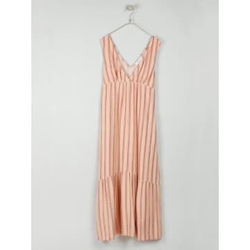 Indi And Cold Sleeveless Tiered Dress With Stripe Detail