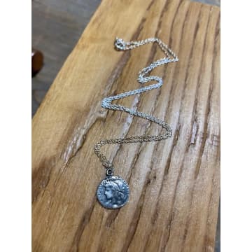 Silver Siren Roman Coin Necklace In Metallic