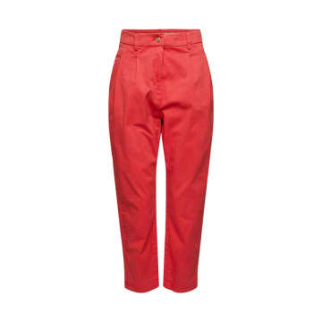Esprit Trousers With Waist Pleats In Red