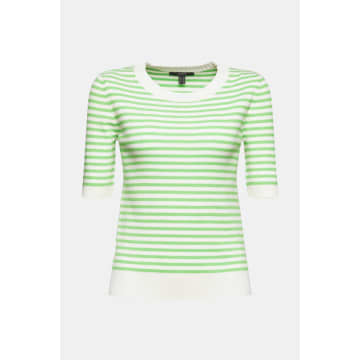 Esprit Sweater In Off White With Green Stripe